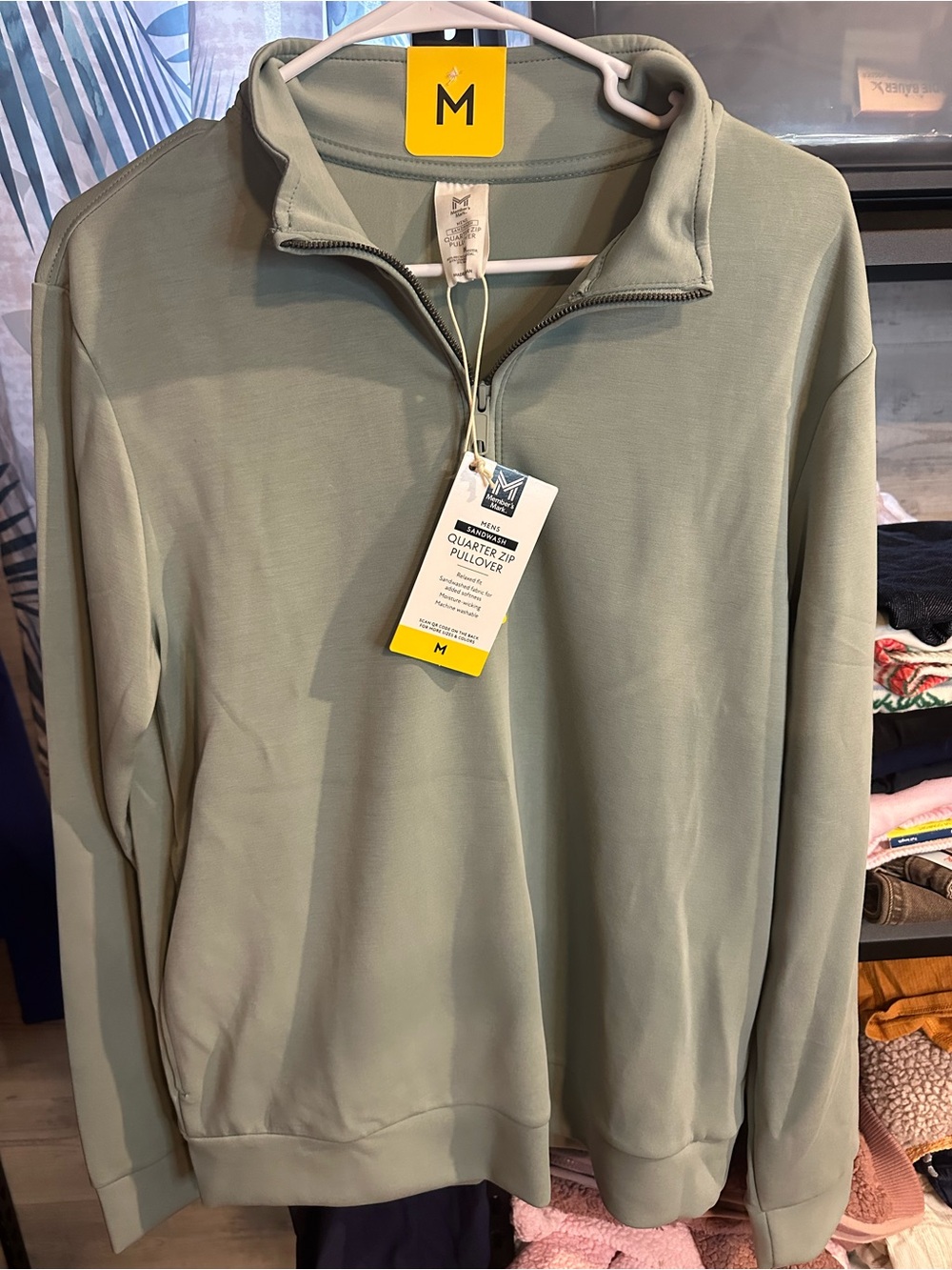 Men's Quarter-Zip Pullover Sweater - Sage Green